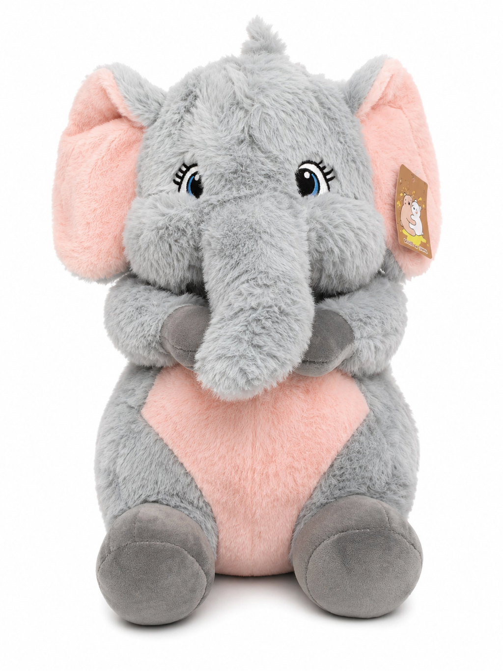 Grey and Pink Elephant Plush Toy