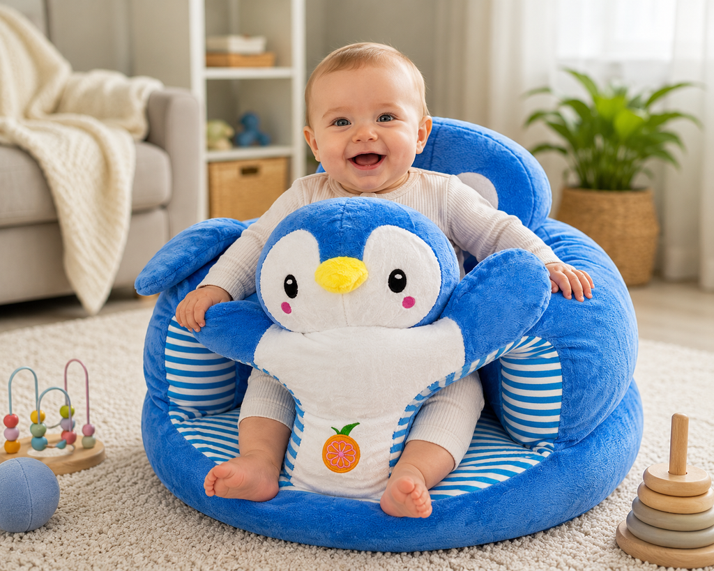 Kids Plush Sofa Chair - Blue Penguin