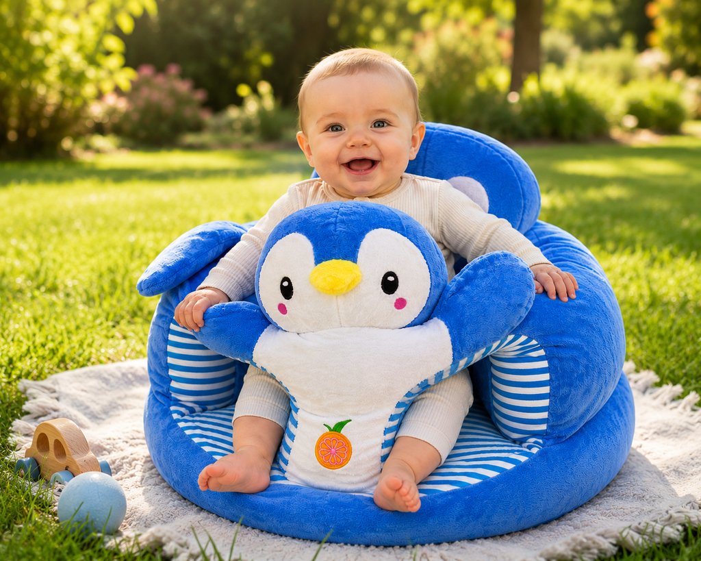Kids Plush Sofa Chair - Blue Penguin