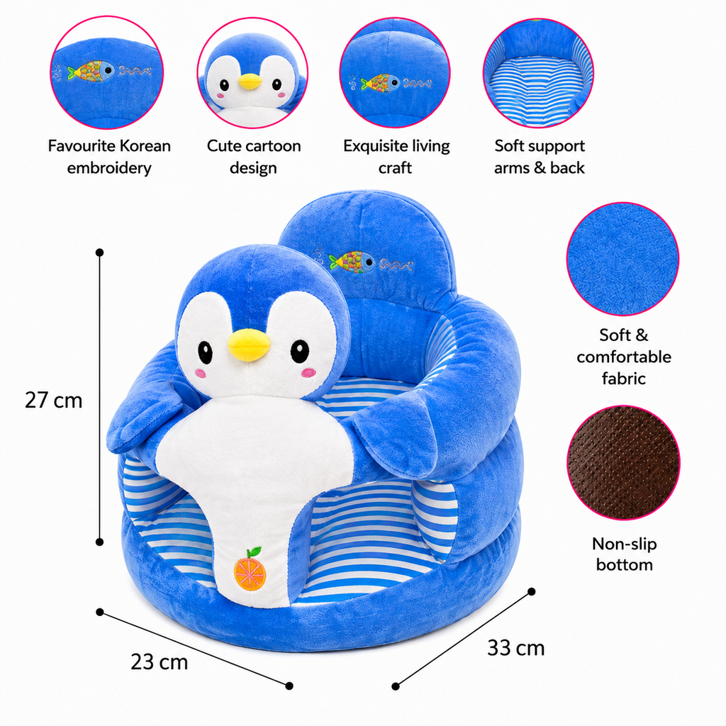 Kids Plush Sofa Chair - Blue Penguin