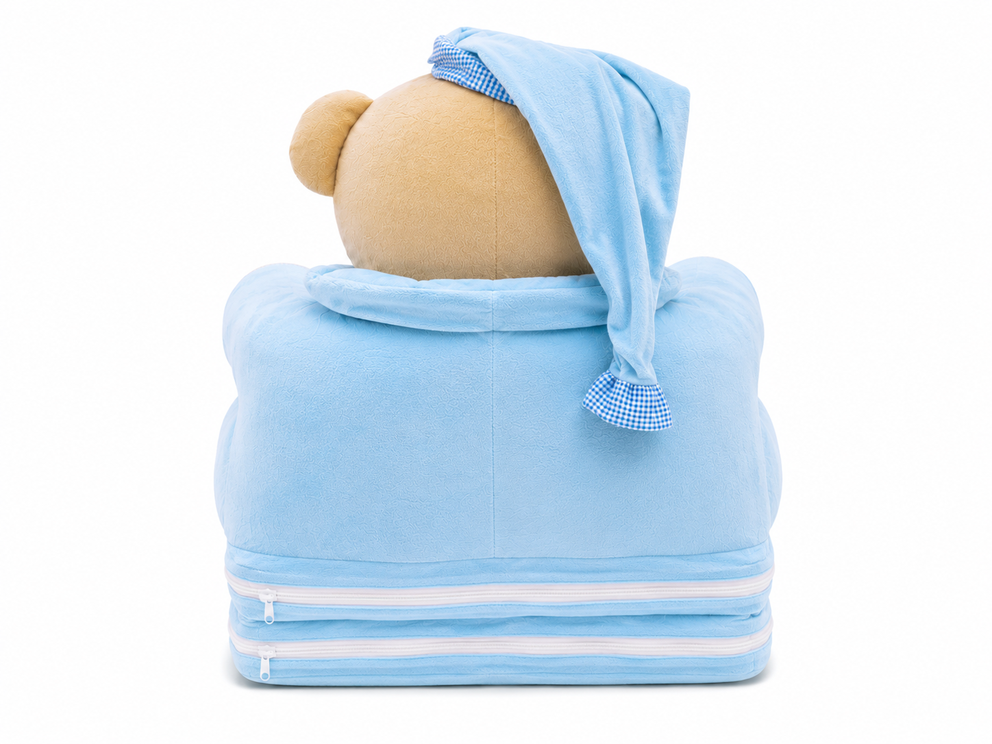 2-in-1 Kids Plush Sofa Chair & Lounger  - Blue Bear