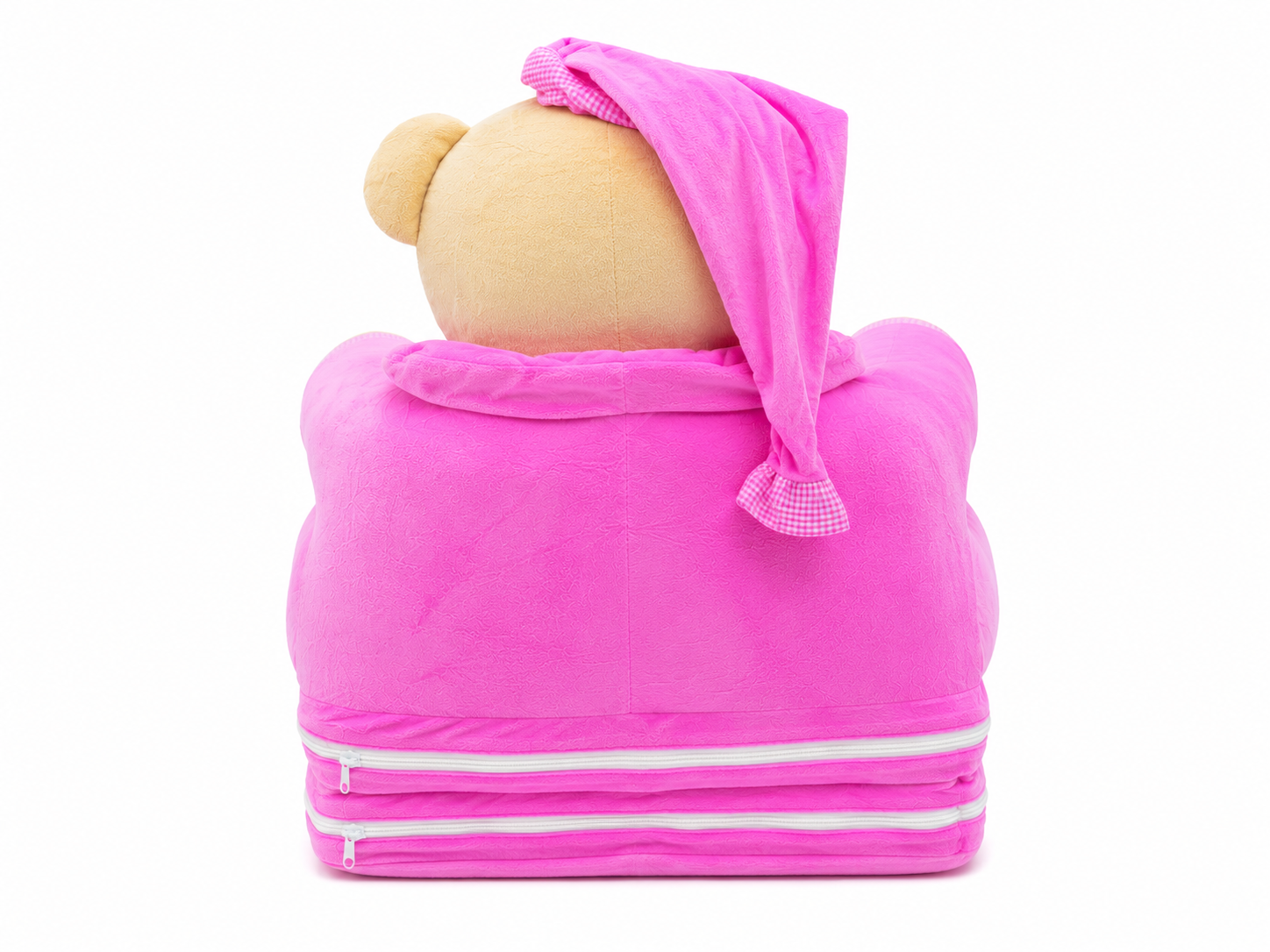 2-in-1 Kids Plush Sofa Chair & Lounger – Pink Bear