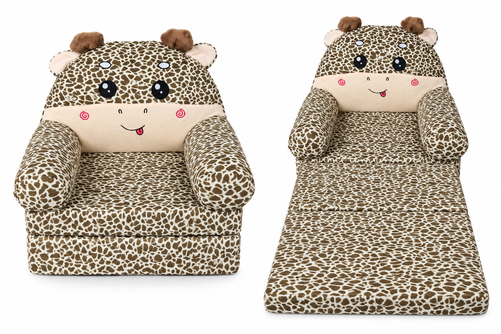 2-in-1 Kids Plush Sofa Chair & Lounger –  Giraffe