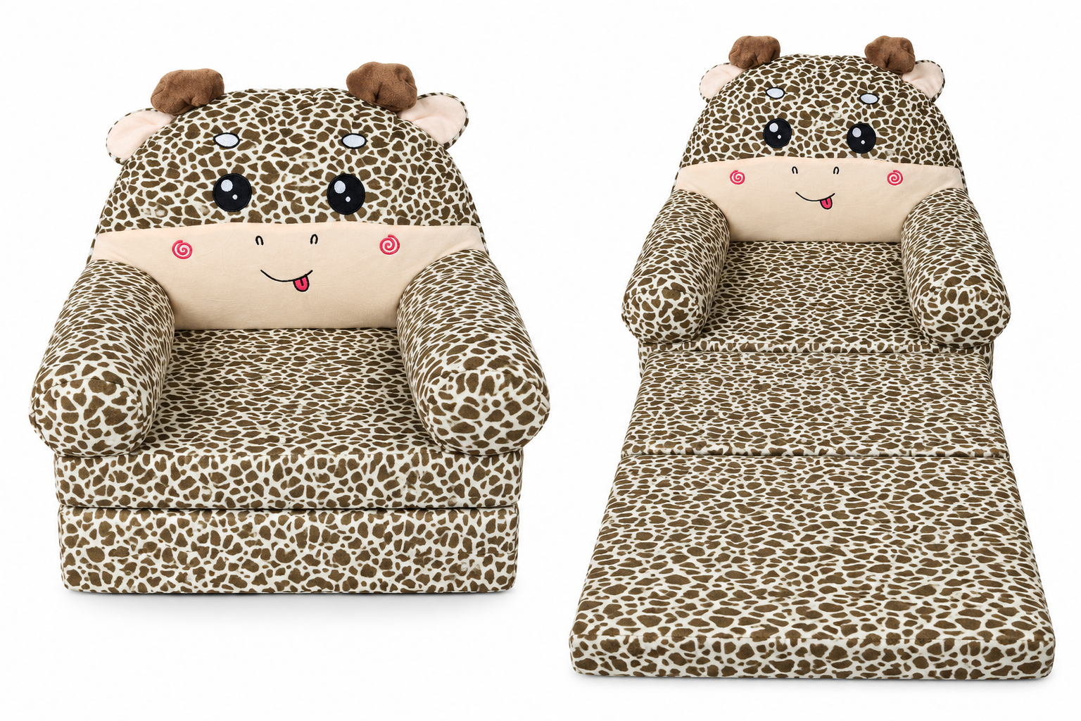 2-in-1 Kids Plush Sofa Chair & Lounger –  Giraffe
