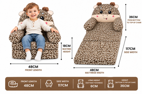 2-in-1 Kids Plush Sofa Chair & Lounger –  Giraffe