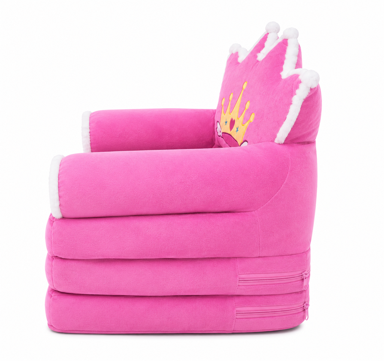 2-in-1 Kids Plush Sofa Chair & Lounger – Pink Princess