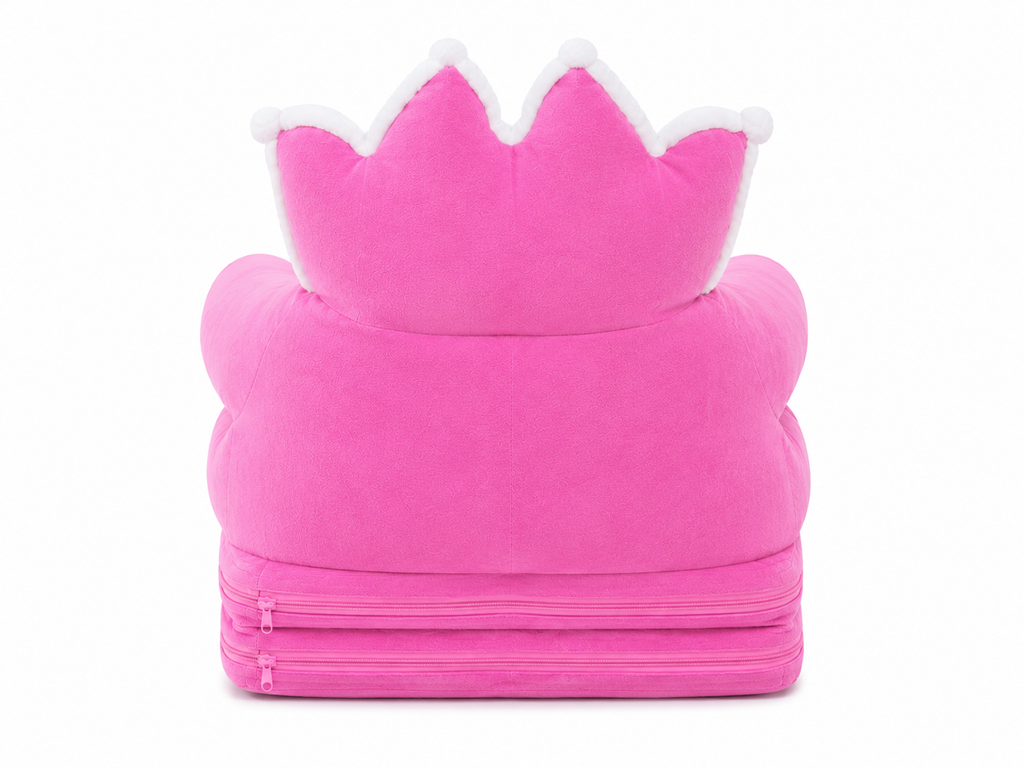 2-in-1 Kids Plush Sofa Chair & Lounger – Pink Princess
