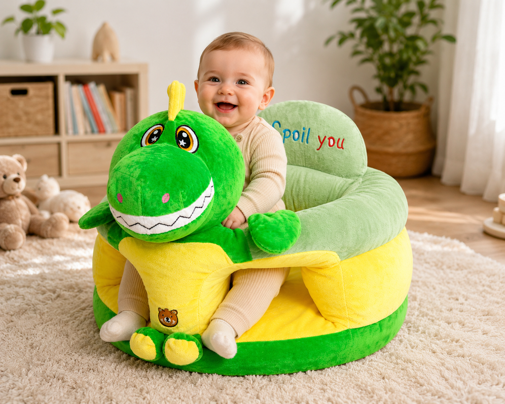 Kids Plush Sofa Chair - Green Dinosaur