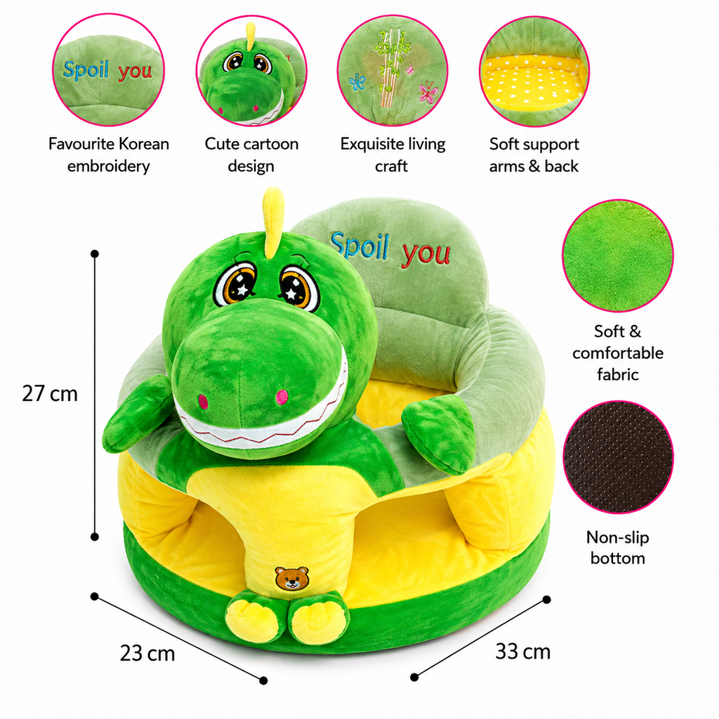 Kids Plush Sofa Chair - Green Dinosaur
